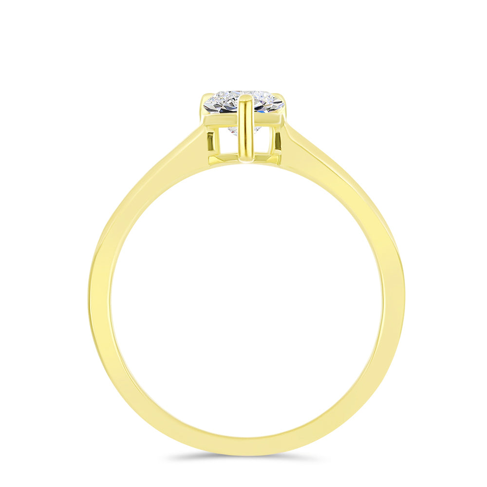 Inel din Argint 925 Placat cu Aur ( 2.01 grame ) cu Diamant Certificat cultivat în laborator 0.96 Carate