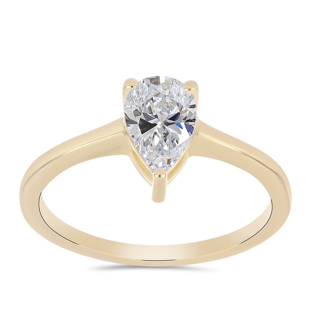 Inel din Argint 925 Placat cu Aur ( 2.01 grame ) cu Diamant Certificat cultivat în laborator 0.96 Carate