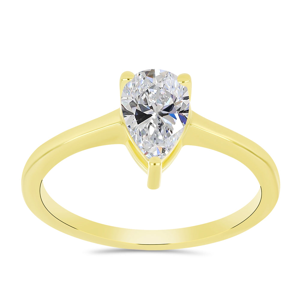 Inel din Argint 925 Placat cu Aur ( 2.01 grame ) cu Diamant Certificat cultivat în laborator 0.96 Carate 7 