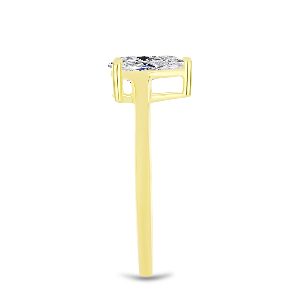 Inel din Argint 925 Placat cu Aur ( 2.01 grame ) cu Diamant Certificat cultivat în laborator 0.96 Carate 8 