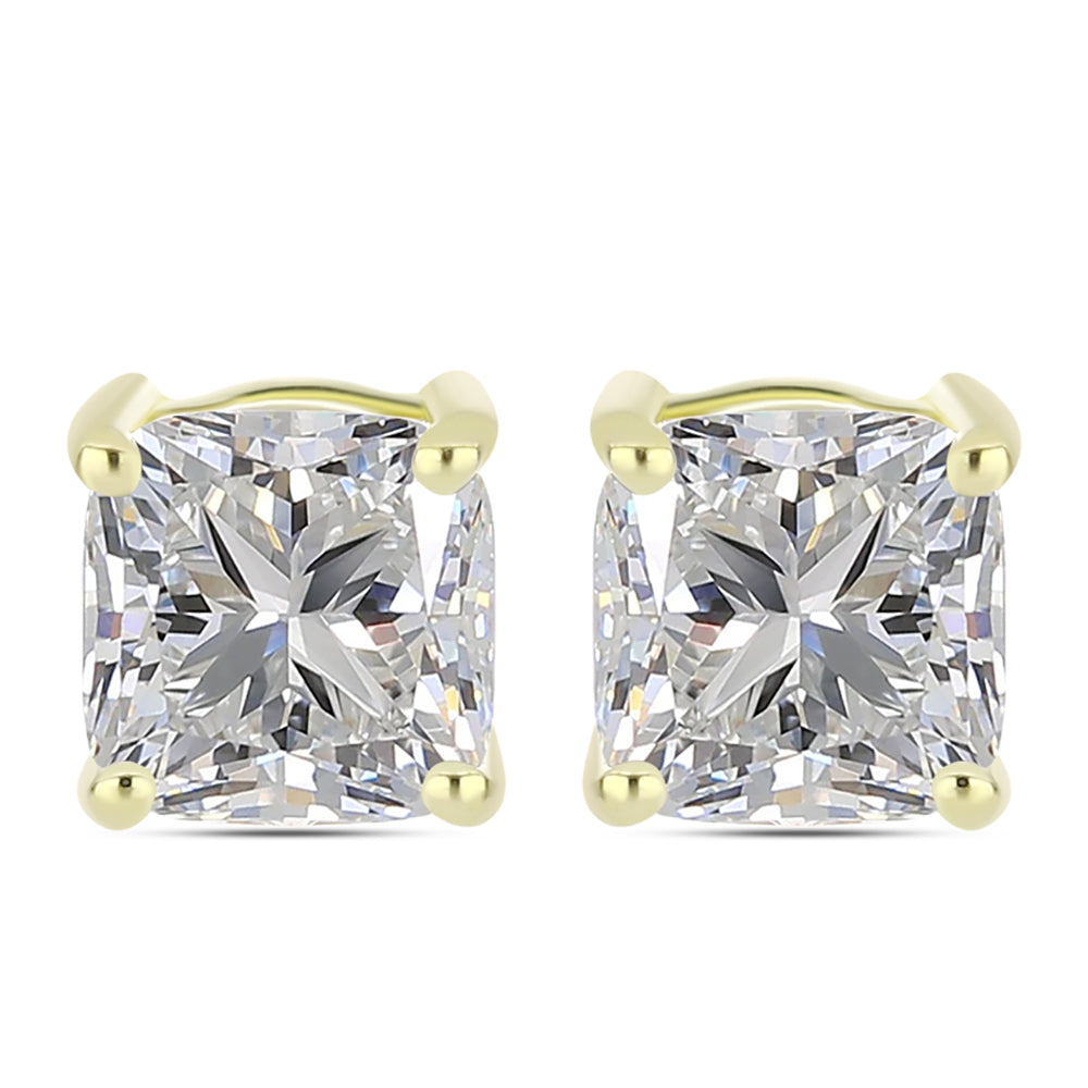 Cercei din Argint 925 Placat cu Aur ( 1.58 grame ) cu Diamant Certificat cultivat în laborator 2.9 Carate