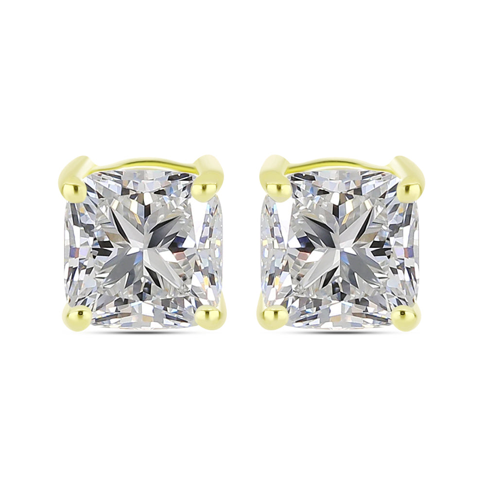 Cercei din Argint 925 Placat cu Aur ( 1.58 grame ) cu Diamant Certificat cultivat în laborator 2.9 Carate