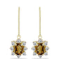 Cercei din Argint 925 Placat cu Aur ( 2.18 grame ) cu Cuarț Coniac și Topaz Alb 1.97 Carate