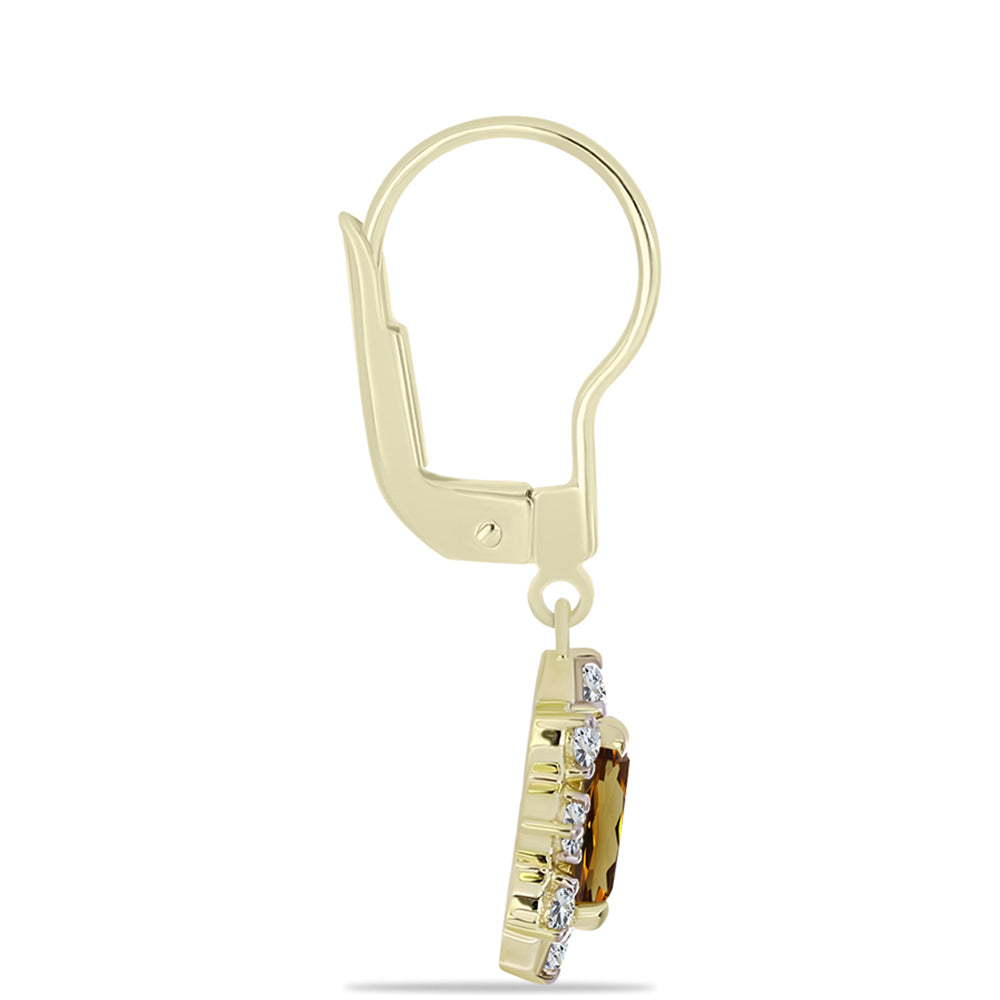 Cercei din Argint 925 Placat cu Aur ( 2.18 grame ) cu Cuarț Coniac și Topaz Alb 1.97 Carate 2 