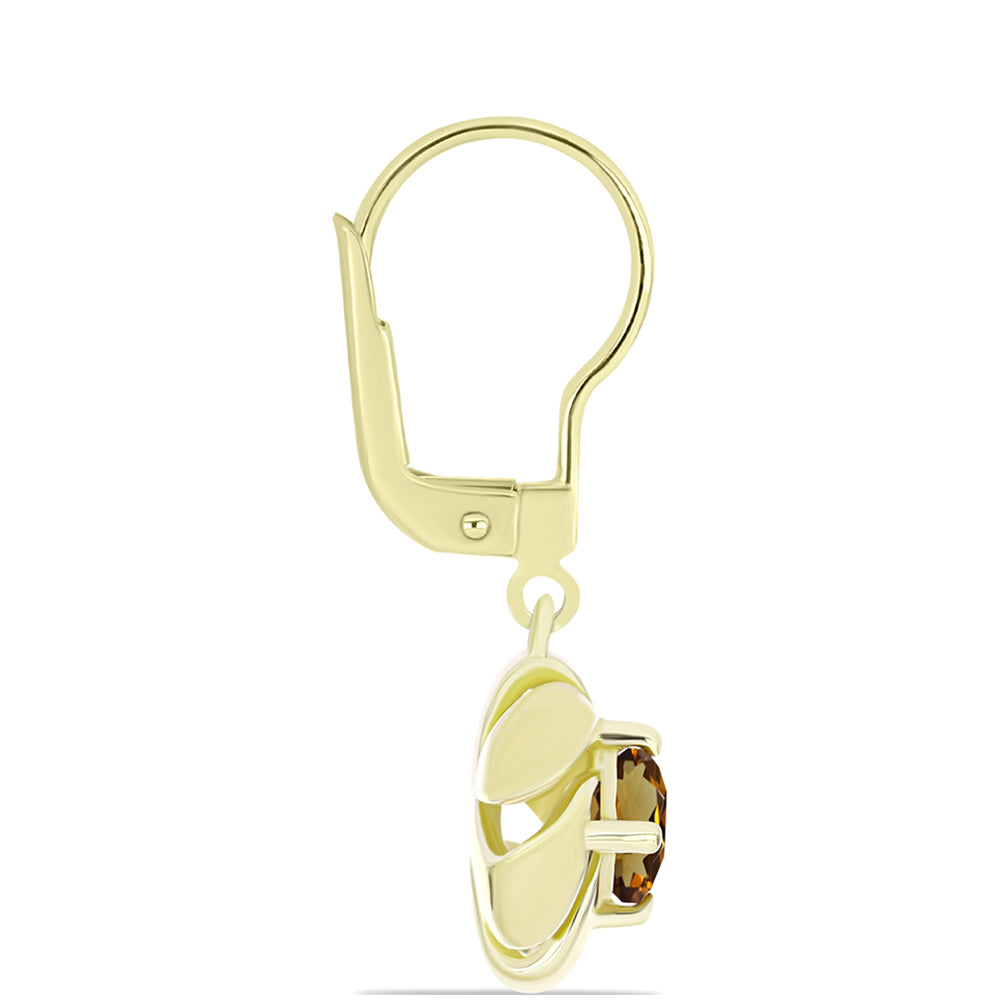 Cercei din Argint 925 Placat cu Aur ( 3.45 grame ) cu Cuarț Coniac 0.93 Carate