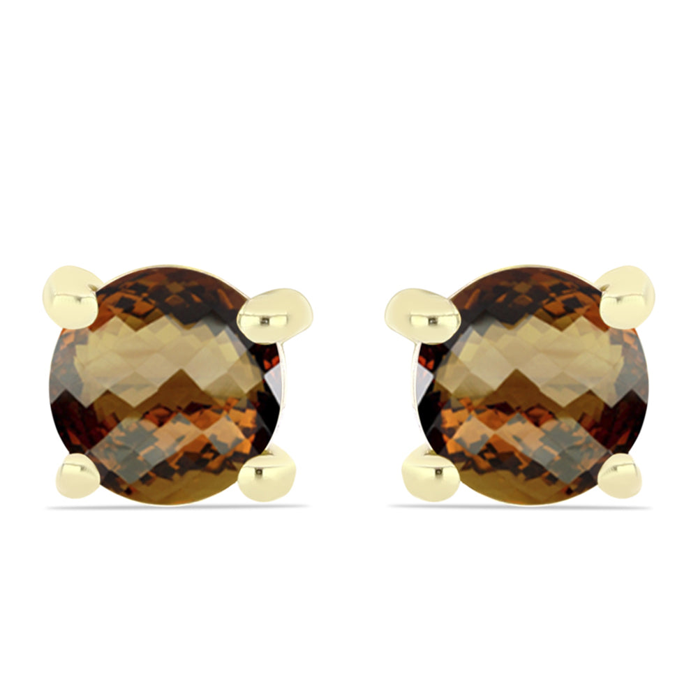 Cercei din Argint 925 Placat cu Aur ( 1.1 grame ) cu Cuarț Coniac 0.93 Carate