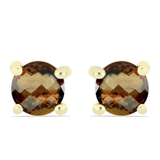 Cercei din Argint 925 Placat cu Aur ( 1.1 grame ) cu Cuarț Coniac 0.93 Carate