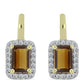 Cercei din Argint 925 Placat cu Aur ( 3.25 grame ) cu Cuarț Coniac și Topaz Alb 1.26 Carate