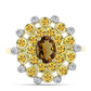 Inel din Argint 925 Placat cu Aur ( 4.22 grame ) cu Cuarț Coniac și Topaz Alb 1.52 Carate