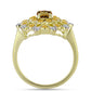 Inel din Argint 925 Placat cu Aur ( 4.22 grame ) cu Cuarț Coniac și Topaz Alb 1.52 Carate