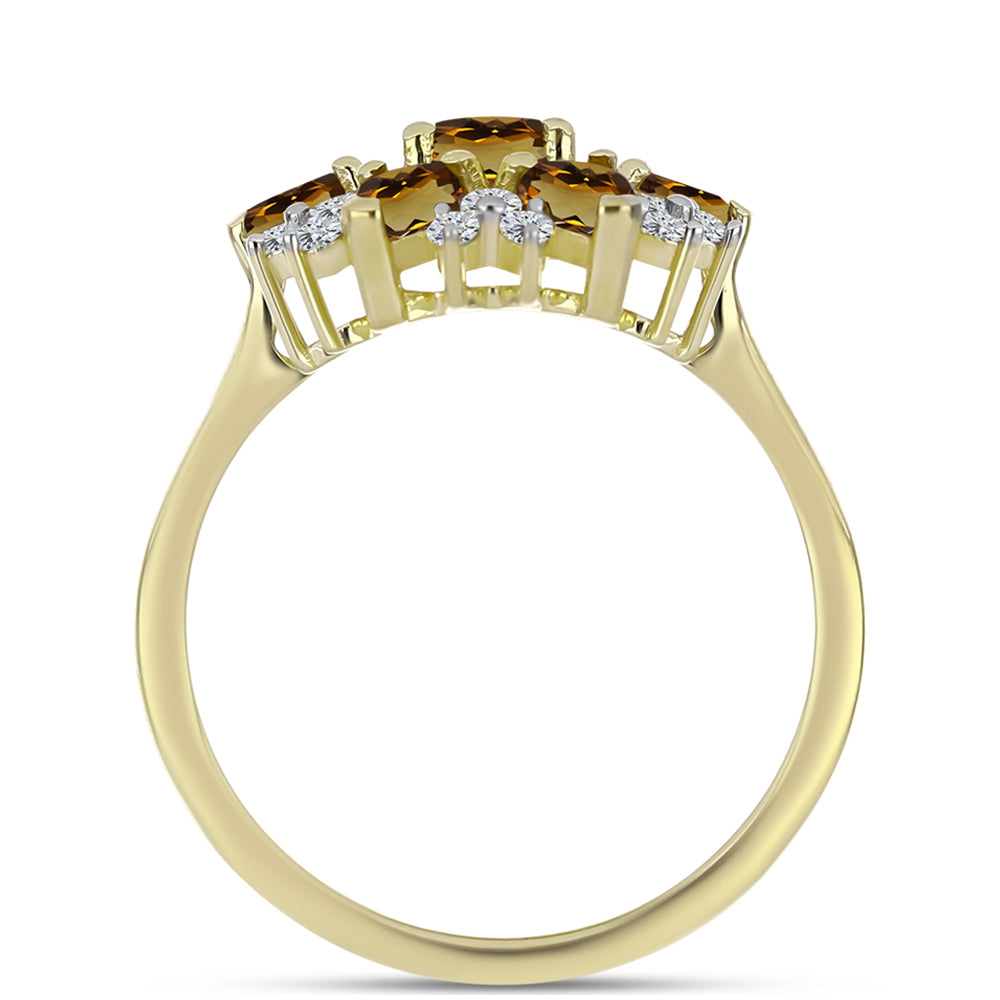 Inel din Argint 925 Placat cu Aur ( 3.01 grame ) cu Cuarț Coniac și Topaz Alb 1.63 Carate 2 