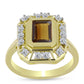 Inel din Argint 925 Placat cu Aur ( 4.05 grame ) cu Cuarț Coniac și Topaz Alb 1.91 Carate