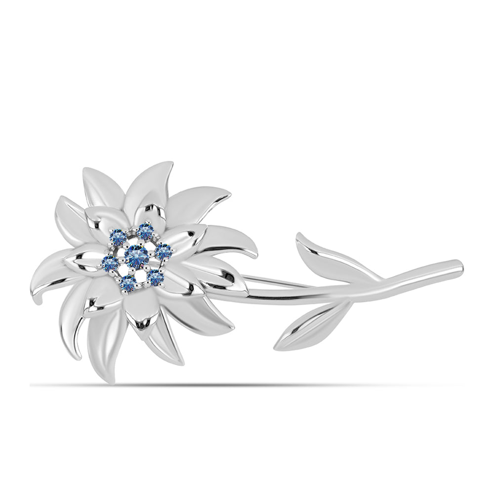Broşă din Argint 925 ( 7.23 grame ) cu Moissanite Albastru Oceanic 0.3 Carate