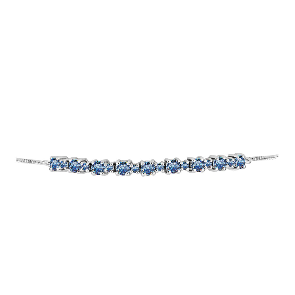 Brățară din Argint 925 ( 4.88 grame ) cu Moissanite Albastru Oceanic 1.65 Carate 2 