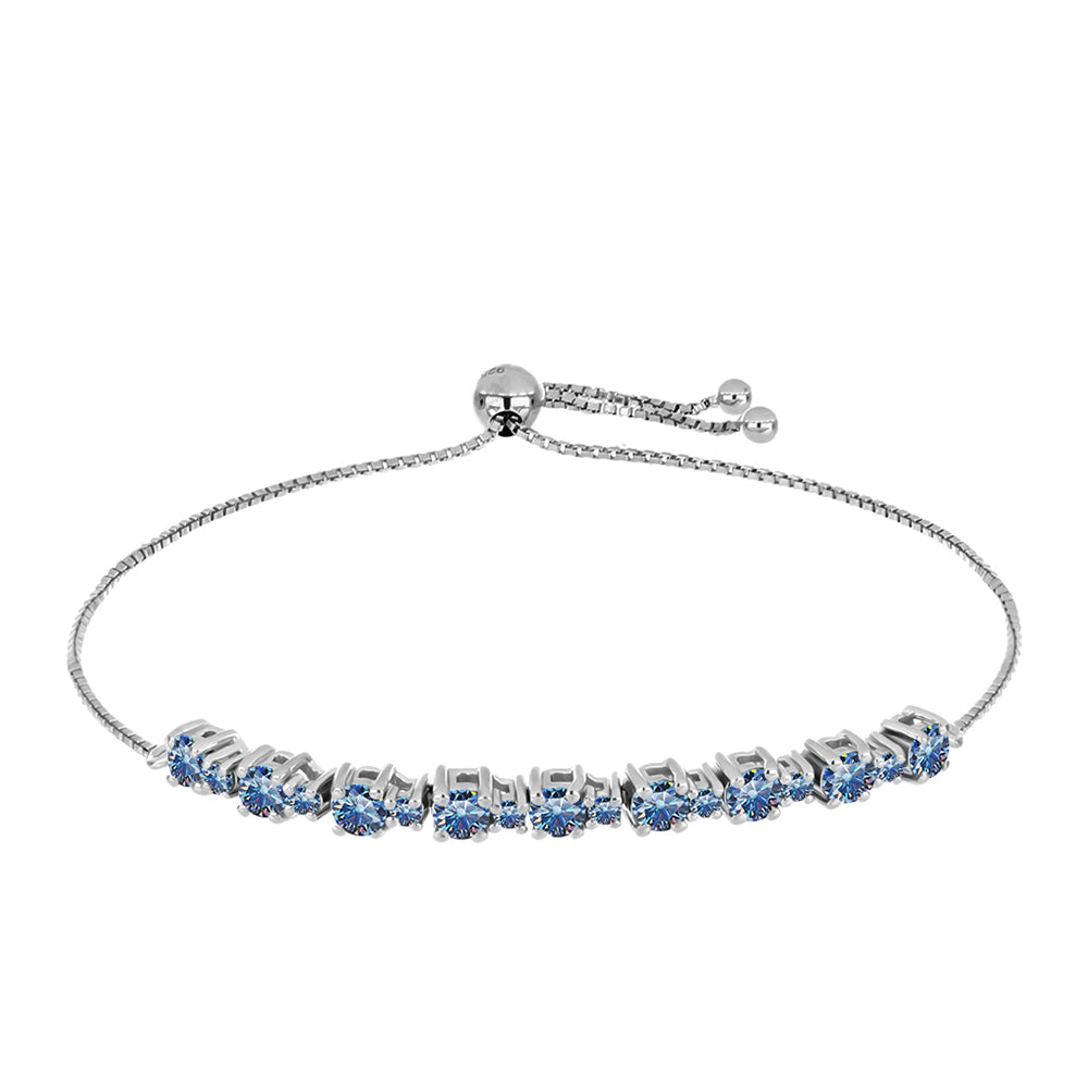 Brățară din Argint 925 ( 4.88 grame ) cu Moissanite Albastru Oceanic 1.65 Carate 1 