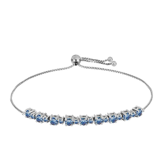 Brățară din Argint 925 ( 4.88 grame ) cu Moissanite Albastru Oceanic 1.65 Carate