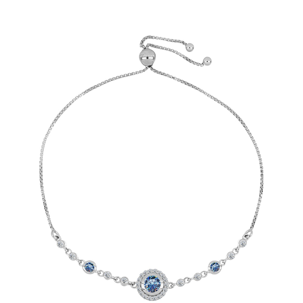 Brățară din Argint 925 ( 4.24 grame ) cu Moissanite Albastru Oceanic și Topaz Alb 1.09 Carate 1 