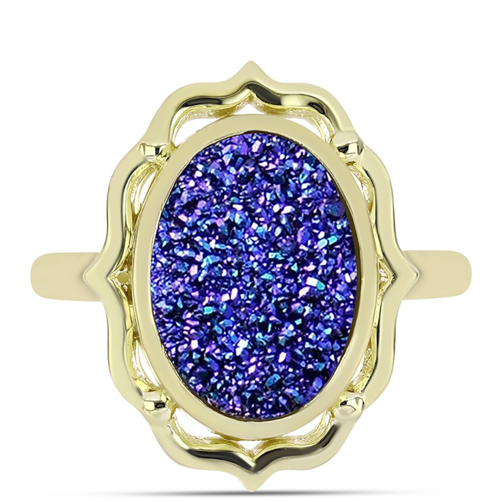 Inel din Argint 925 Placat cu Aur ( 4.87 grame ) cu Drusă Violet 5.48 Carate 1 