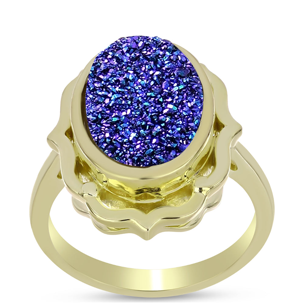 Inel din Argint 925 Placat cu Aur ( 4.87 grame ) cu Drusă Violet 5.48 Carate 3 