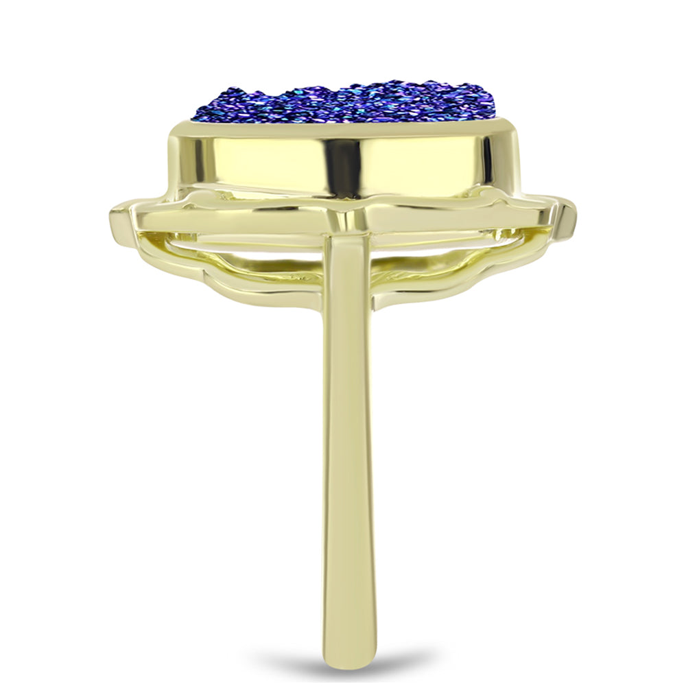 Inel din Argint 925 Placat cu Aur ( 4.87 grame ) cu Drusă Violet 5.48 Carate 4 