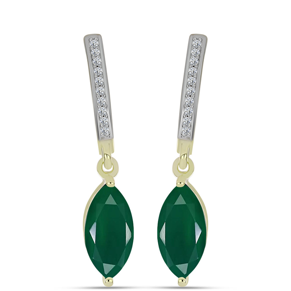 Cercei din Argint 925 Placat cu Aur ( 4.03 grame ) cu Agat Verde și Topaz Alb 2.99 Carate