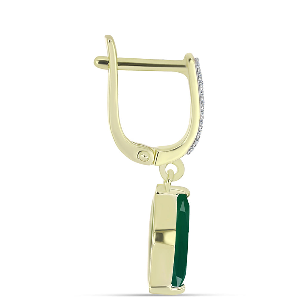 Cercei din Argint 925 Placat cu Aur ( 4.03 grame ) cu Agat Verde și Topaz Alb 2.99 Carate 2 