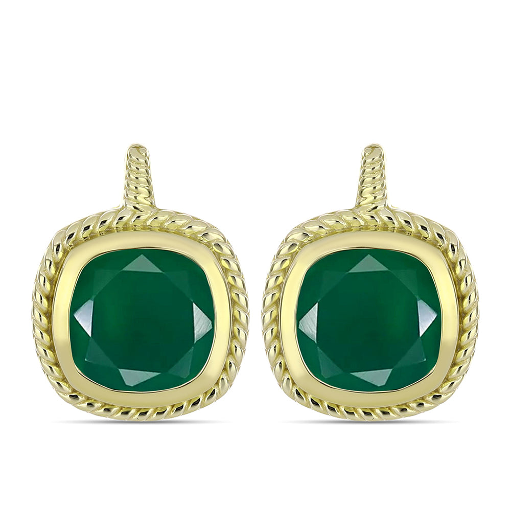 Cercei din Argint 925 Placat cu Aur ( 6.47 grame ) cu Agat Verde 5.97 Carate 1 