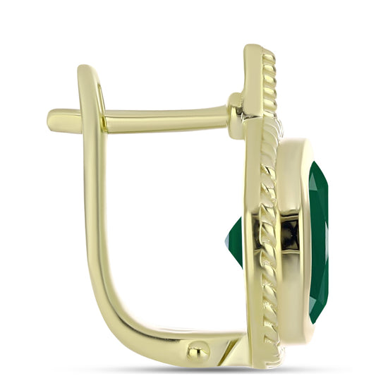 Cercei din Argint 925 Placat cu Aur ( 6.47 grame ) cu Agat Verde 5.97 Carate