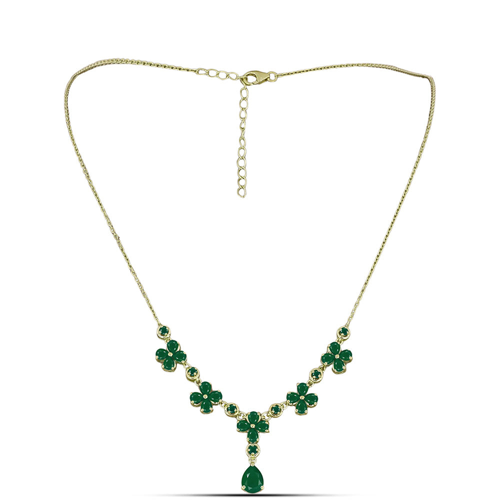 Colier din Argint 925 Placat cu Aur ( 6.14 grame ) cu Agat Verde 3.94 Carate