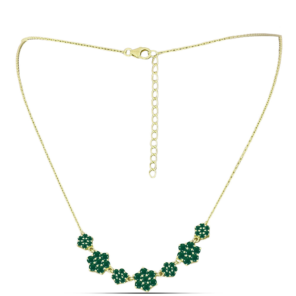 Colier din Argint 925 Placat cu Aur ( 5.58 grame ) cu Agat Verde 3.26 Carate 2 