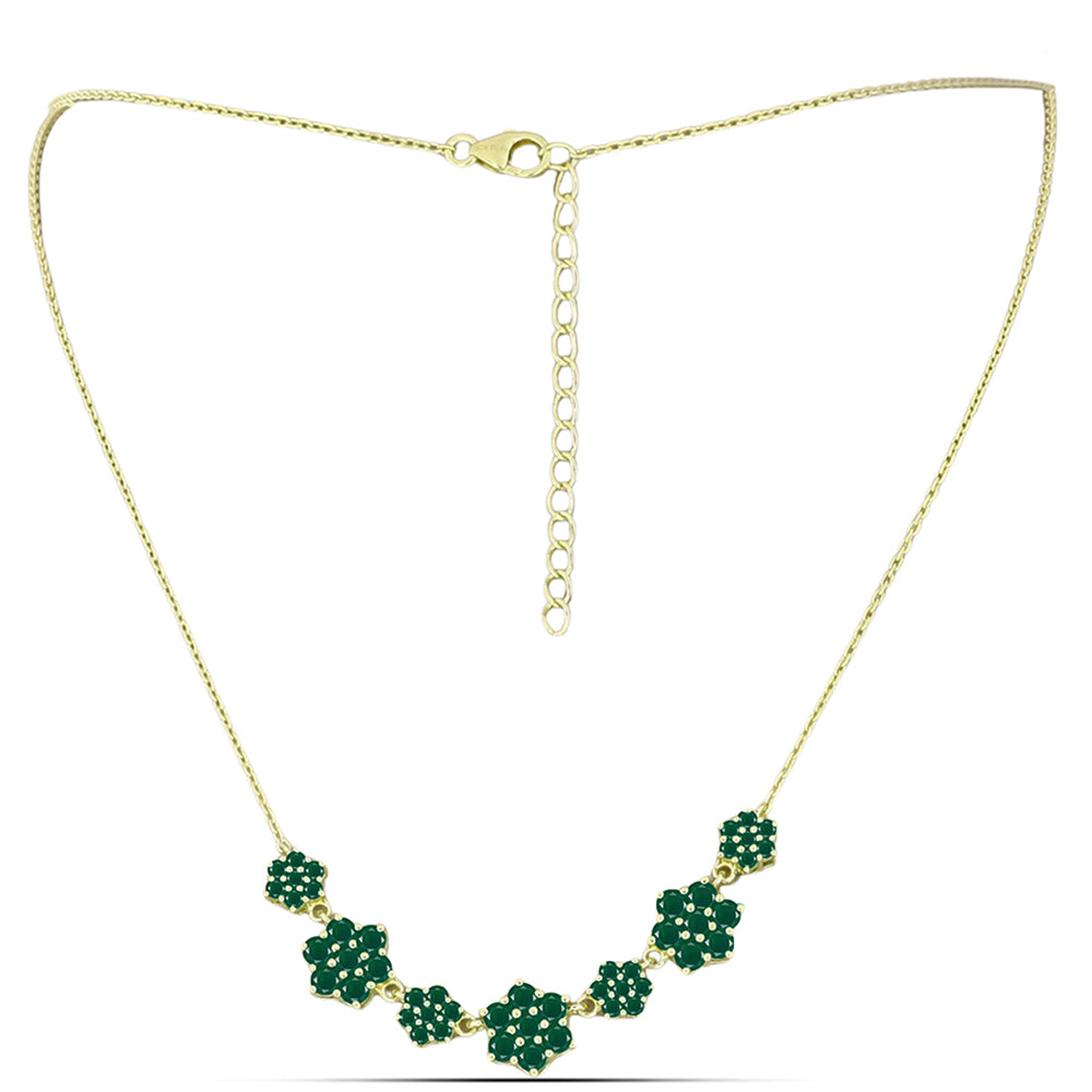 Colier din Argint 925 Placat cu Aur ( 5.58 grame ) cu Agat Verde 3.26 Carate 1 