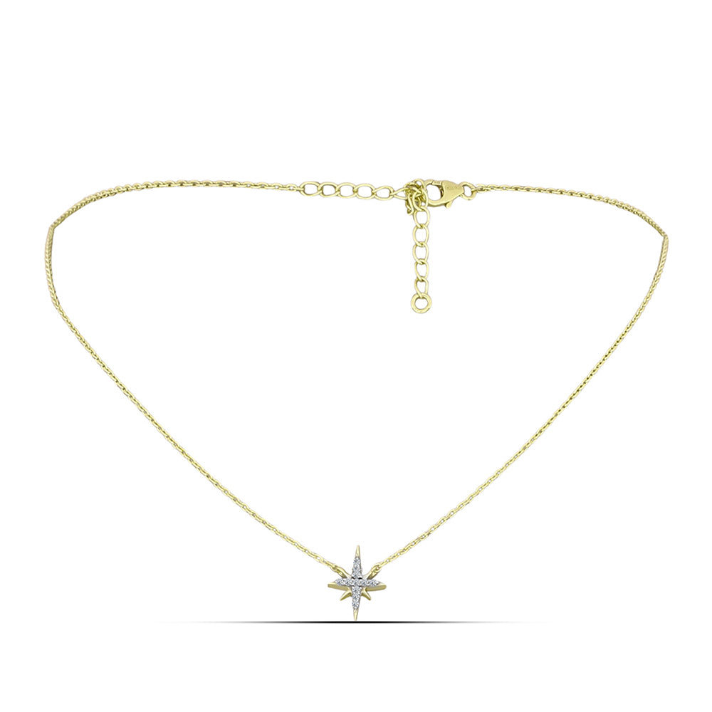 Cruce Colier din Argint 925 Placat cu Aur ( 3.03 grame ) cu Diamant Alb 0.11 Carate 1 