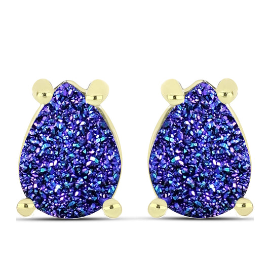 Cercei din Argint 925 Placat cu Aur ( 1.74 grame ) cu Drusă Violet 2.24 Carate