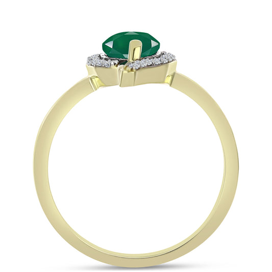 Inel din Argint 925 Placat cu Aur ( 2.83 grame ) cu Agat Verde și Topaz Alb 1.66 Carate