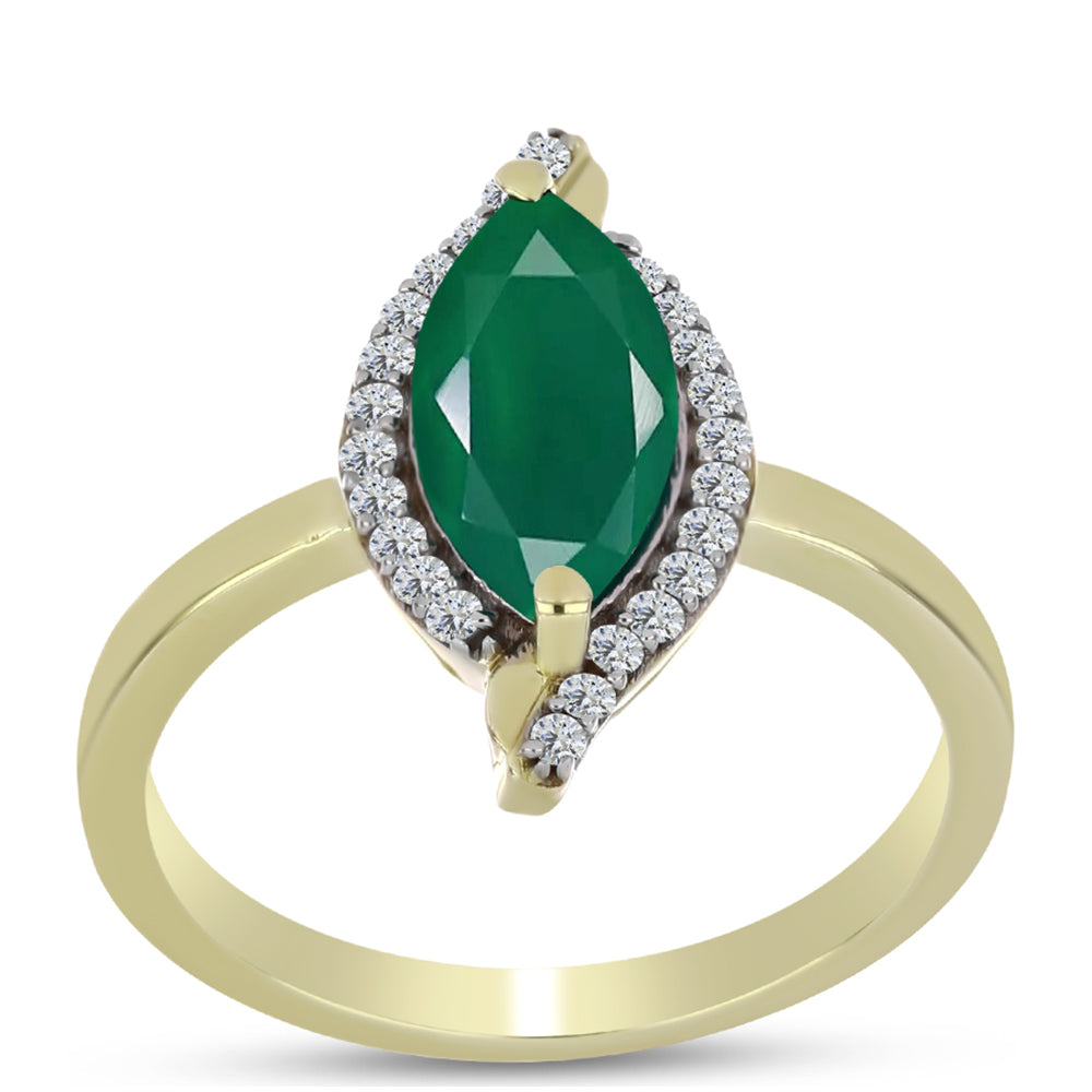 Inel din Argint 925 Placat cu Aur ( 2.83 grame ) cu Agat Verde și Topaz Alb 1.66 Carate
