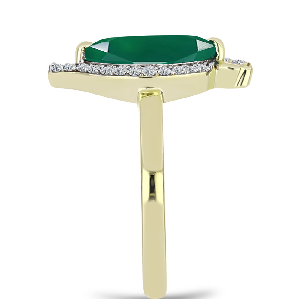 Inel din Argint 925 Placat cu Aur ( 2.83 grame ) cu Agat Verde și Topaz Alb 1.66 Carate 4 