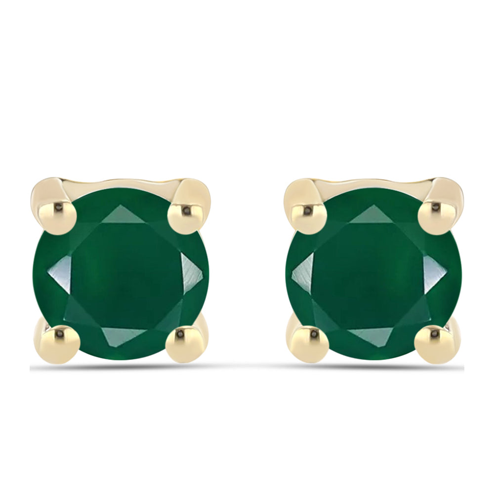 Cercei din Argint 925 Placat cu Aur ( 1.4 grame ) cu Agat Verde 0.87 Carate