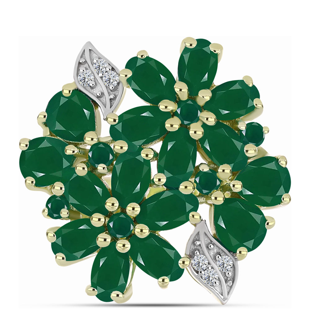 Inel din Argint 925 Placat cu Aur ( 4.84 grame ) cu Agat Verde 3.97 Carate 1 