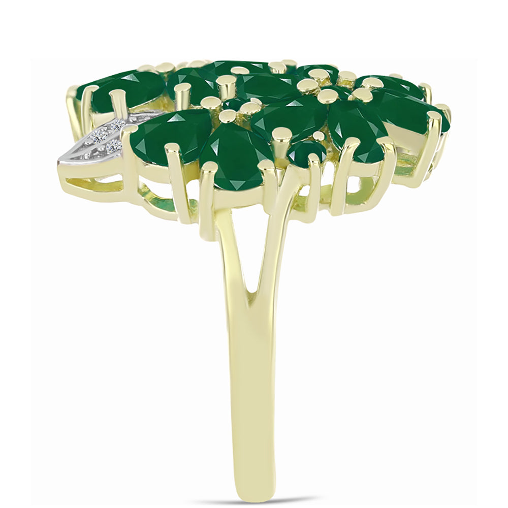 Inel din Argint 925 Placat cu Aur ( 4.84 grame ) cu Agat Verde 3.97 Carate