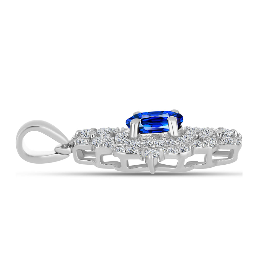 Pandantiv din Argint 925 ( 2.47 grame ) cu Safir Albastru Australian și Topaz Alb 1.92 Carate 2 