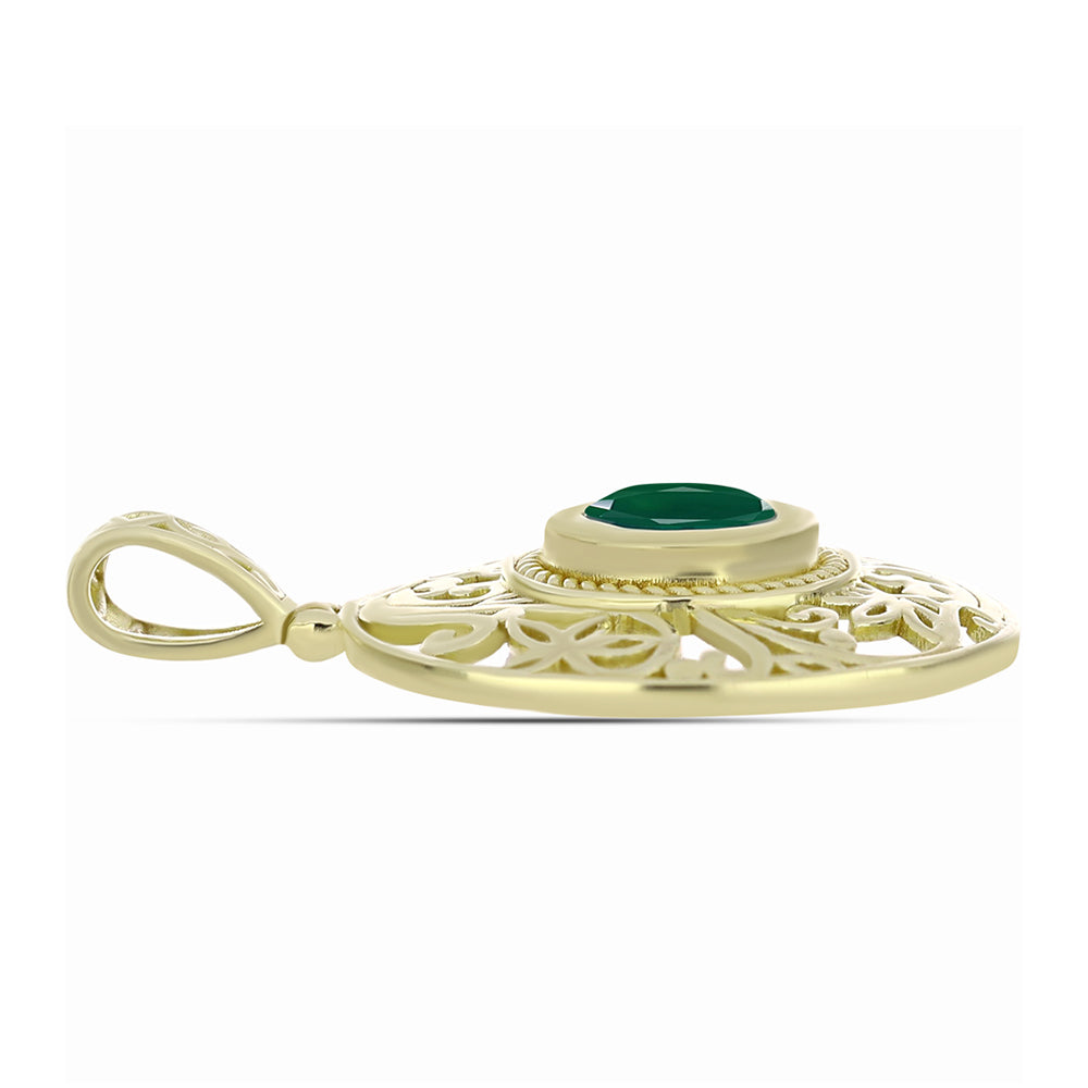 Pandantiv din Argint 925 Placat cu Aur ( 3.79 grame ) cu Agat Verde 1.21 Carate
