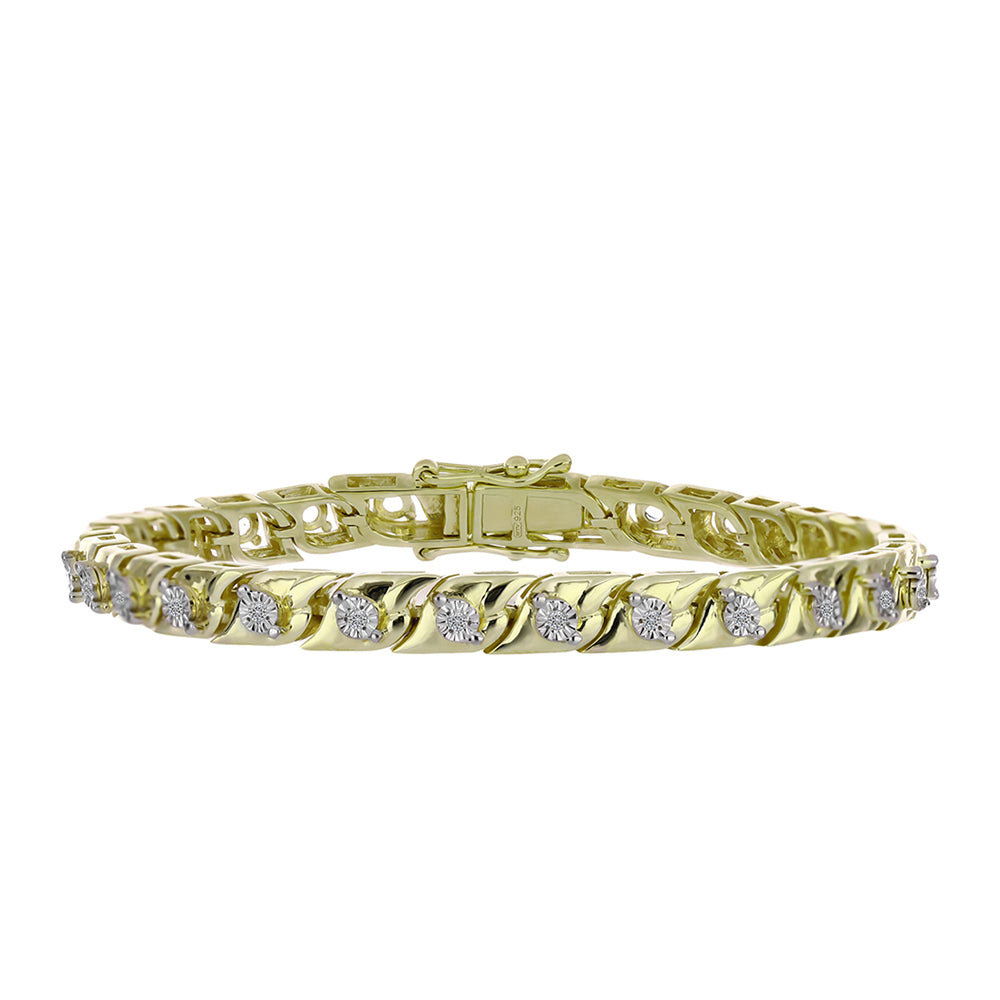 Brățară din Argint 925 Placat cu Aur ( 17.63 grame ) cu Diamant Alb și Topaz Alb 2.03 Carate 5 