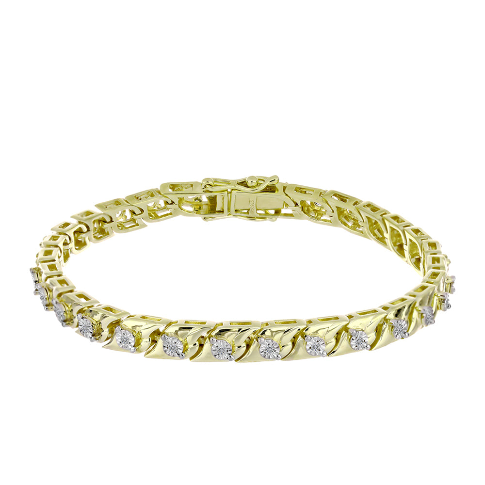 Brățară din Argint 925 Placat cu Aur ( 17.63 grame ) cu Diamant Alb și Topaz Alb 2.03 Carate 6 