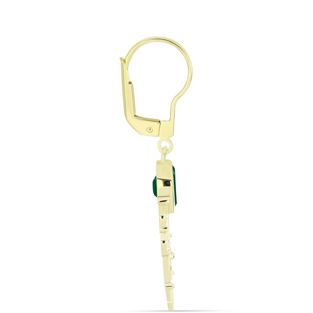 Cercei din Argint 925 Placat cu Aur ( 3.1 grame ) cu Agat Verde 1.31 Carate 2 
