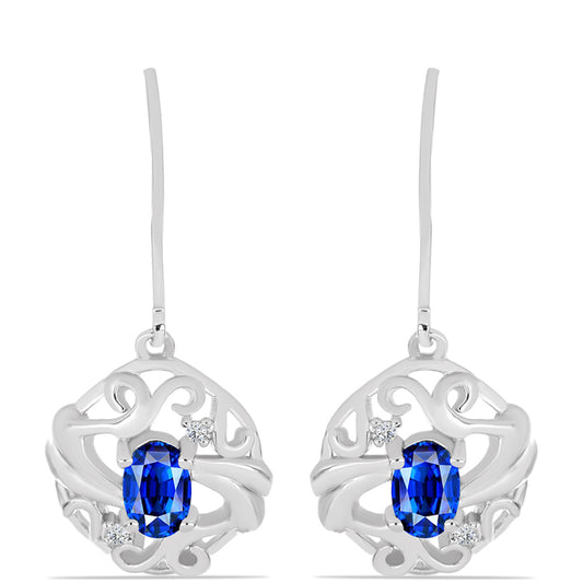 Cercei din Argint 925 ( 3.99 grame ) cu Safir Albastru Australian și Topaz Alb 1.3 Carate