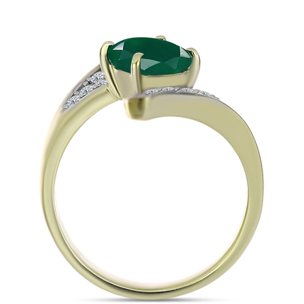 Inel din Argint 925 Placat cu Aur ( 3.46 grame ) cu Agat Verde și Topaz Alb 2.24 Carate 2 