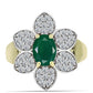 Inel din Argint 925 Placat cu Aur ( 4.65 grame ) cu Agat Verde și Topaz Alb 2.03 Carate