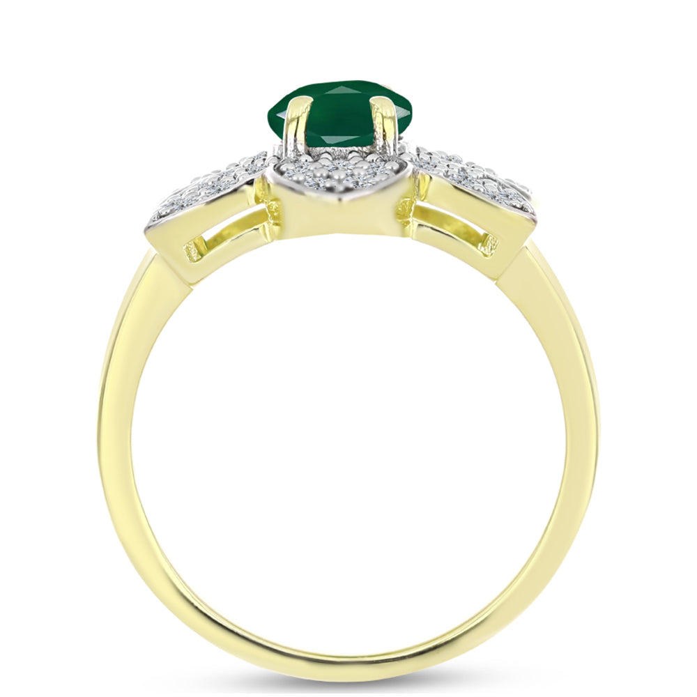 Inel din Argint 925 Placat cu Aur ( 4.65 grame ) cu Agat Verde și Topaz Alb 2.03 Carate 2 