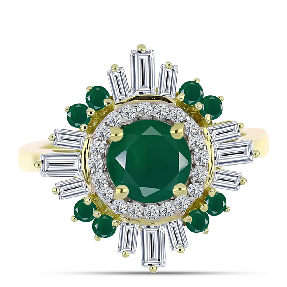 Inel din Argint 925 Placat cu Aur ( 3.24 grame ) cu Agat Verde și Zircon Alb 2.72 Carate 1 
