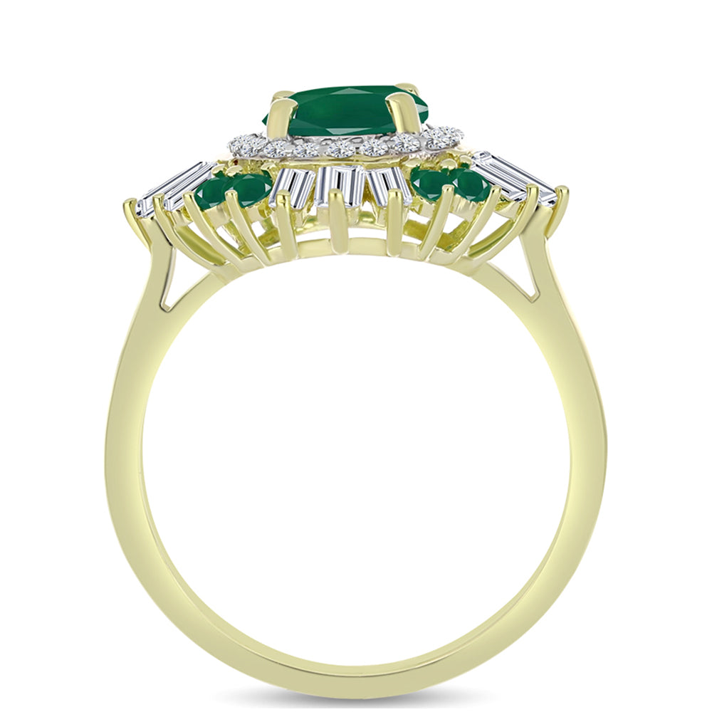 Inel din Argint 925 Placat cu Aur ( 3.24 grame ) cu Agat Verde și Zircon Alb 2.72 Carate 2 